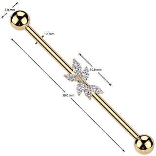 Industrial Barbell vine zirconia marquise cut