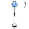Augenbrauenpiercing Kugel Flach Silber Opal