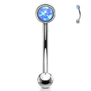 Augenbrauenpiercing Kugel Flach Silber Opal