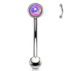 Augenbrauenpiercing Kugel Flach Silber Opal