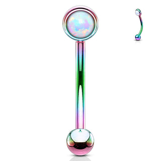 Augenbrauenpiercing Kugel Flach Silber Opal