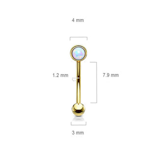Augenbrauenpiercing Kugel Flach Silber Opal