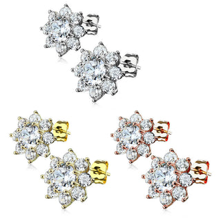Ohrstecker Blume Zirkonia
