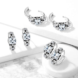 Ohrring Silber Zirkonia Clicker