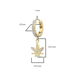 Ohrring Hanfblatt beweglich Zirkonia Clicker