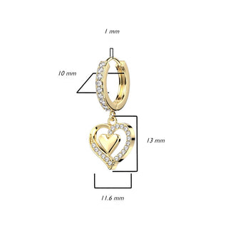 Ohrring Herz beweglich Zirkonia Clicker