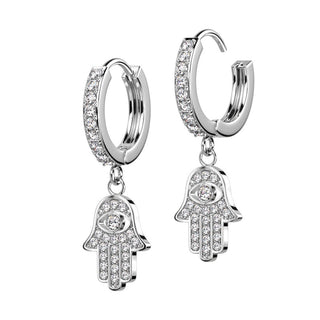 Ohrring Hamsa beweglich Zirkonia Clicker