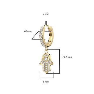Ohrring Hamsa beweglich Zirkonia Clicker