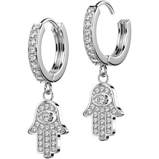 Ohrring Hamsa beweglich Zirkonia Clicker