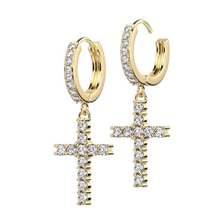 Ohrring Kreuz beweglich Zirkonia Clicker