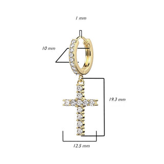 Ohrring Kreuz beweglich Zirkonia Clicker
