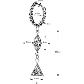 Earring Marquise and Triangle Cubic Zirconia Dangle 1 Pair