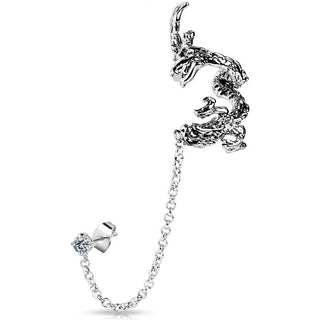 Ohrstecker Ear Cuff Drache Kette beweglich Zirkonia Silber