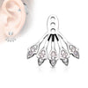 Attachment Earring Jacket Five Micro Paved Cubic Zirconia Leaves