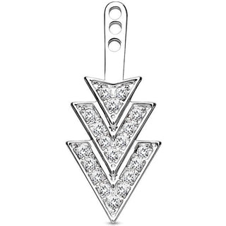 Attachment Pave Gem Overlapping 3 Triangles Earring Jacket Cartilage Stud Add on