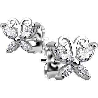Silber 925 Ohrstecker Schmetterling Zirkonia