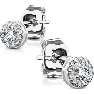 Silber 925 Ohrstecker Rund Zirkonia