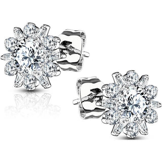 Silber 925 Ohrstecker Blume Zirkonia