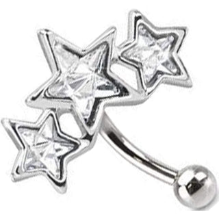 Augenbrauenpiercing Sterne Silber Zirkonia