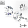 Silver 925 Stud Earring Sterling Silver Martini Round Clear Cubic Zirconia Stud Earring 1 Pair