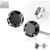 Silver 925 Stud Earring Sterling Silver Martini Round Clear Cubic Zirconia Stud Earring 1 Pair