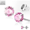 Silver 925 Stud Earring Sterling Silver Martini Round Clear Cubic Zirconia Stud Earring 1 Pair