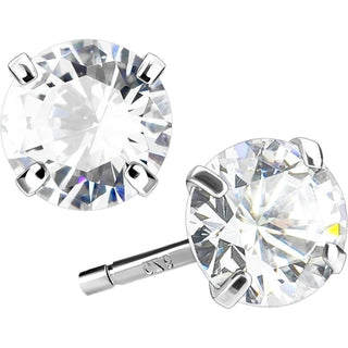 Silver 925 Stud Earring Sterling Silver Martini Round Clear Cubic Zirconia Stud Earring 1 Pair
