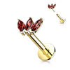 Solid Gold 14 Carat Labret Marquise 3 Zirconia Push-In