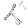 14 Karat Gold Labret Stab gebogen Zirkonia Gelbgold Weißgold Push-In