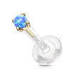 14 Karat Gold Labret Opal Krappenfassung Rund Gelbgold Weißgold
