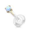 14 Karat Gold Labret Opal Krappenfassung Rund Gelbgold Weißgold