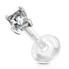 14 Karat Gold Labret Zirkonia Quadrat Gelbgold Weißgold
