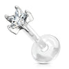 14 Karat Gold Labret Blume Zirkonia Gelbgold Weißgold