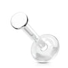 14 Karat Gold Labret Rund Flach Gelbgold Weißgold