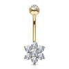 14 Karat Gold Bauchnabelpiercing Blume Zirkonia Gelbgold Weißgold