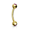 Augenbrauenpiercing Kugel Zirkonia Gold PVD