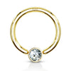 14 Karat Gold Ring Zirkonia Gelbgold Weißgold Klemmkugelring
