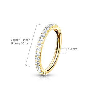 Solid Gold 14 Carat Ring Zirconia Clicker