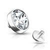 Solid Gold 14 Carat dermal anchor top flat dome zirconia Internally Threaded