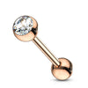 Zungenpiercing Kugel Zirkonia Roségold PVD