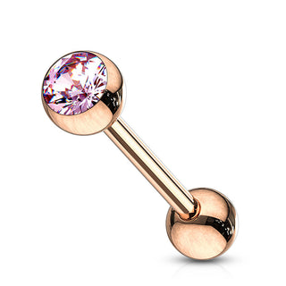 Zungenpiercing Kugel Zirkonia Roségold PVD