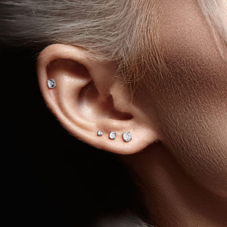 Labret Zirconia Prong setting Silver Push-In