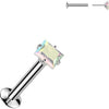Labret prong setting square cubic zirconia Push-In