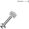 Labret prong setting square cubic zirconia Push-In