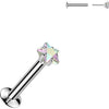 Labret prong setting star cubic zirconia Push-In