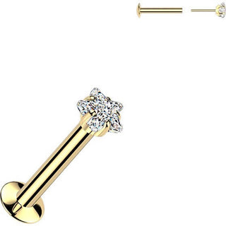 Labret prong setting star cubic zirconia Push-In