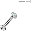 Labret prong setting heart cubic zirconia Push-In