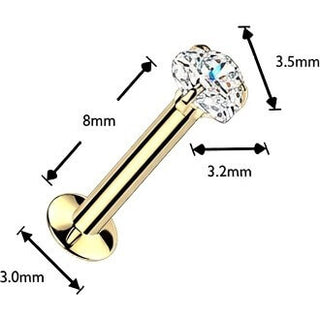 Labret prong setting heart cubic zirconia Push-In