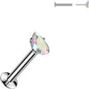 Labret prong setting pear cubic zirconia Push-In
