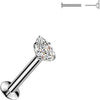 Labret prong setting pear cubic zirconia Push-In